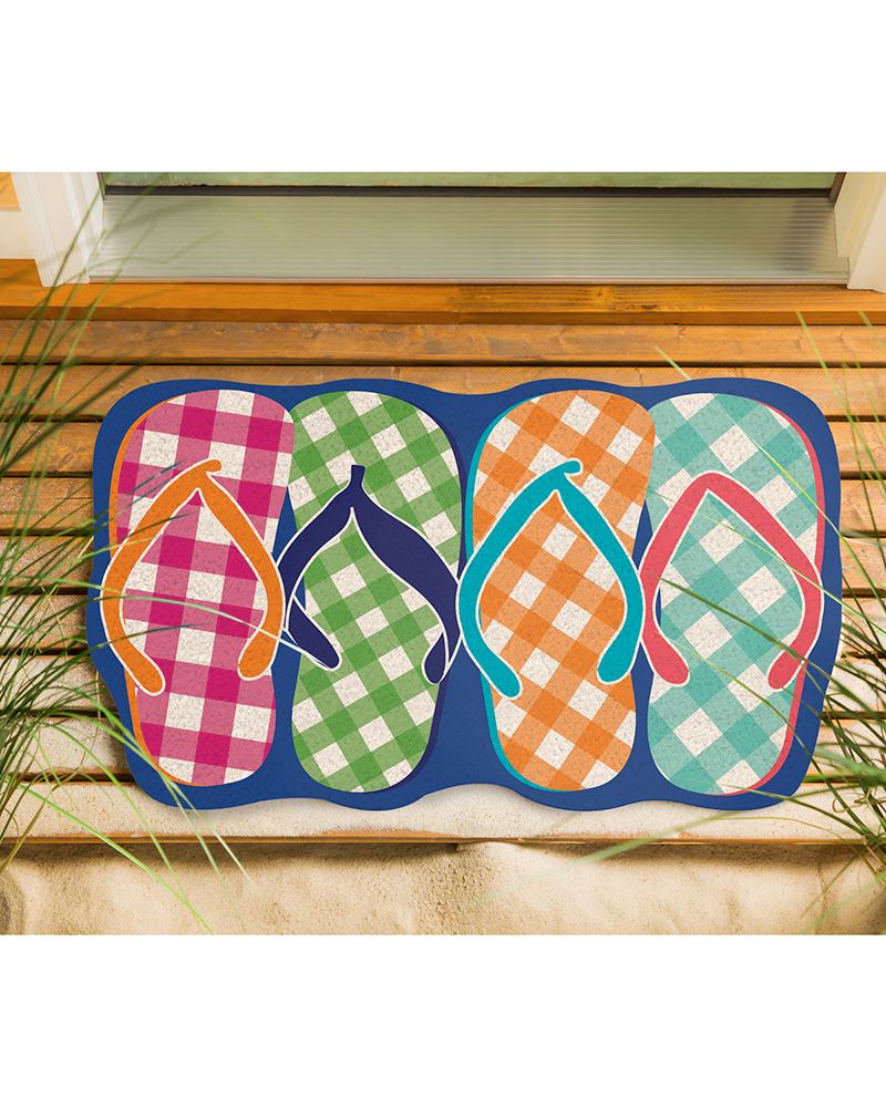 Plaid Flip Flops Mat