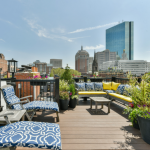 Rooftop deck overlooking Boston